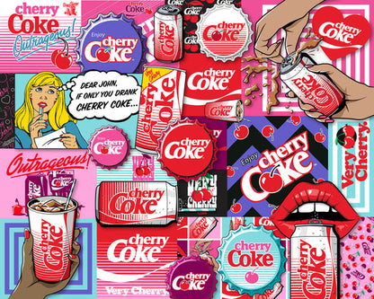 Puzzle image of a cherry coke collage