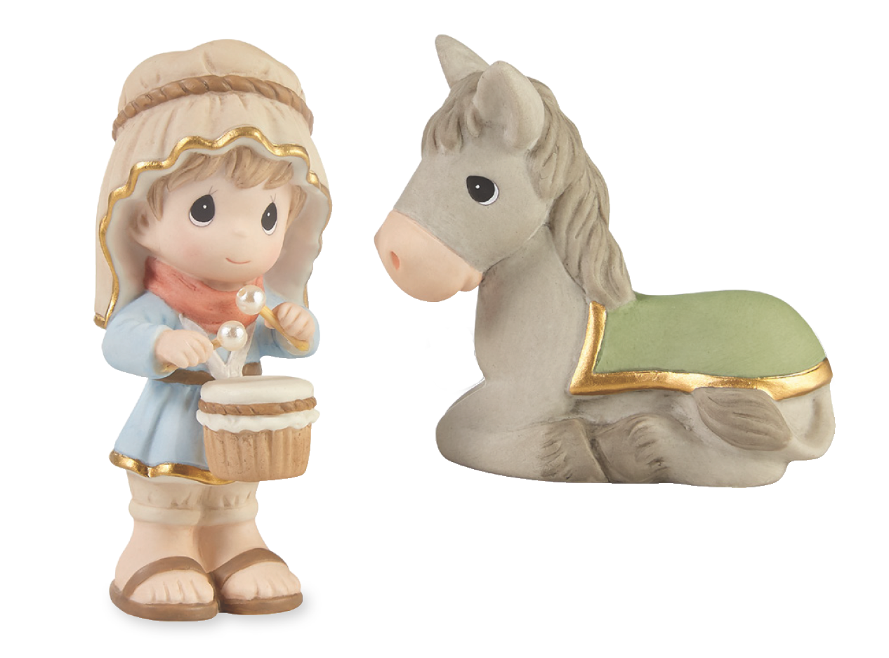 drummer boy and donkey figurine