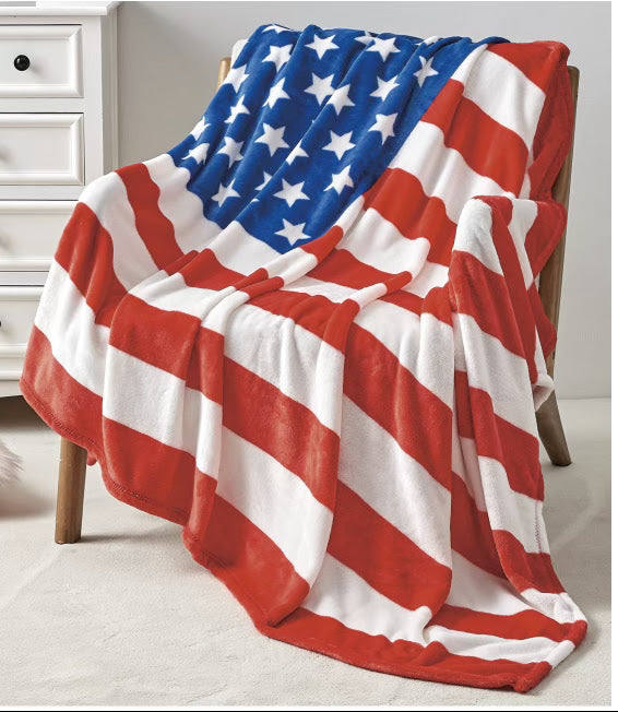 USA flag blanet on chair