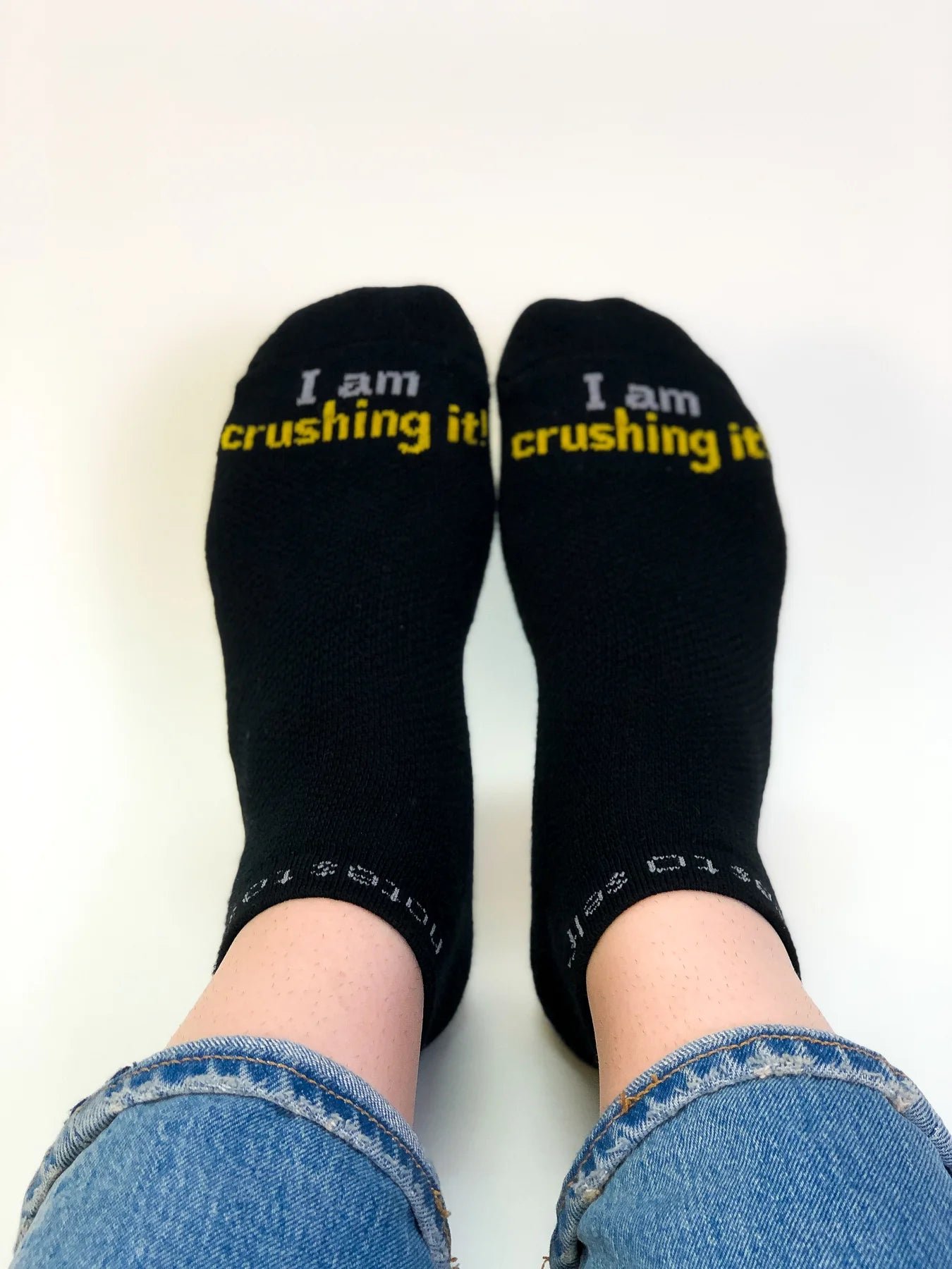 I am Crushing it! Black and Yellow Socks