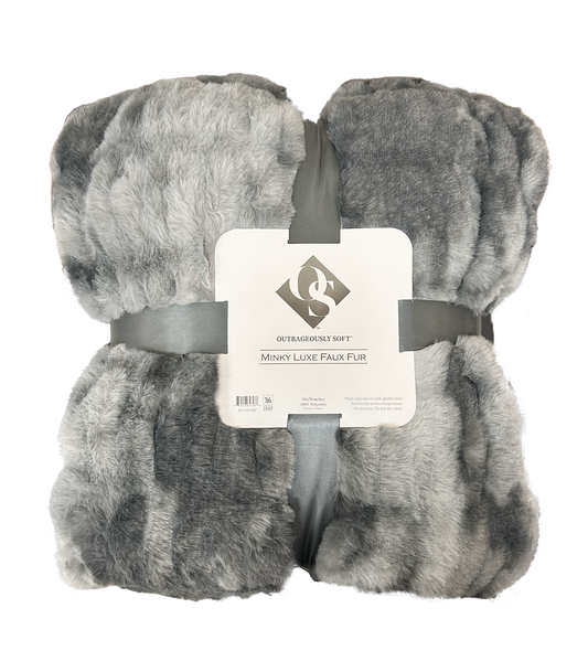 Outrageously Soft Minky Luxe Faux Fur Blanket - Gray