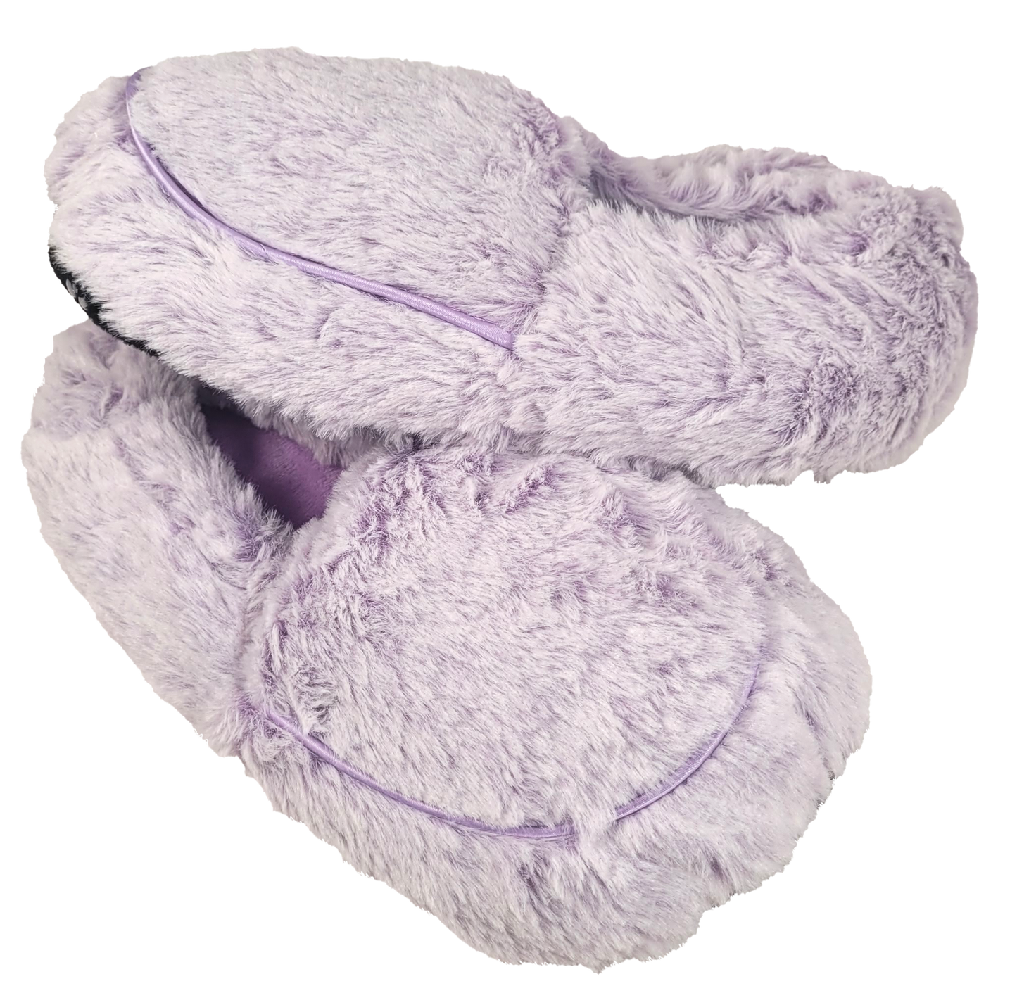 lavender slipper stacked on side