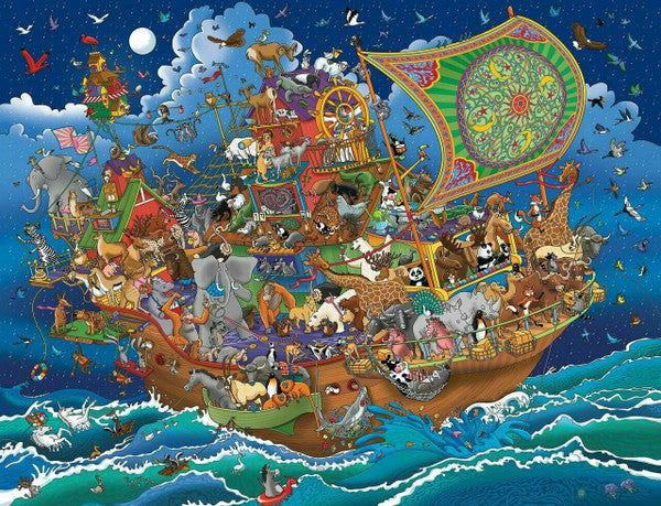Puzzle image of a cartoon Noah's Ark