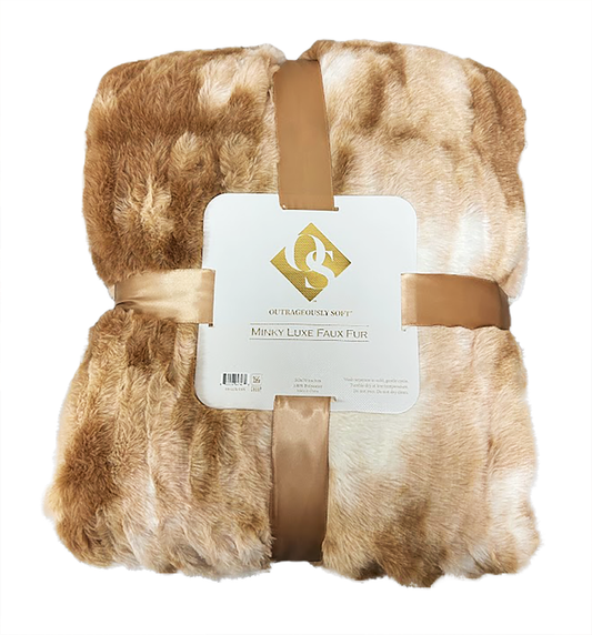 Outrageously Soft Minky Luxe Faux Fur Blanket - Tan