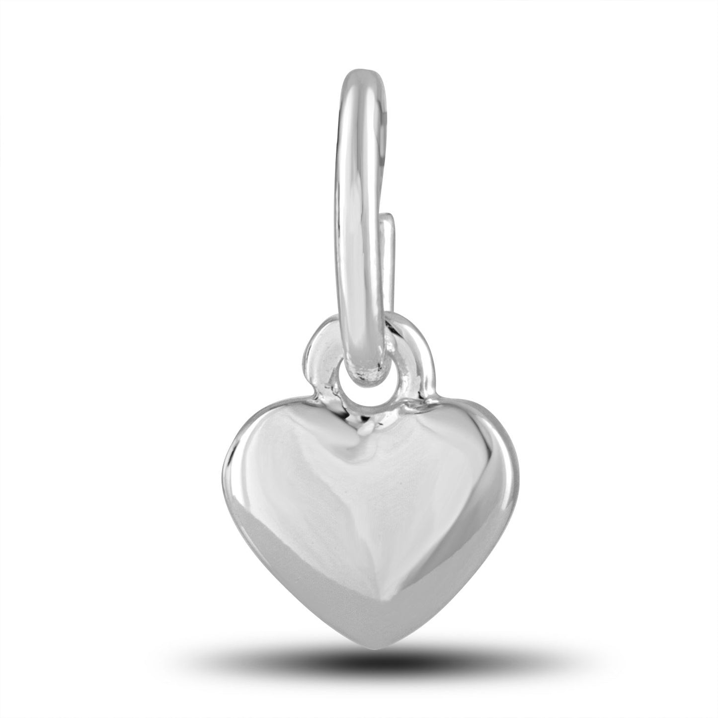 A silver puff heart charm