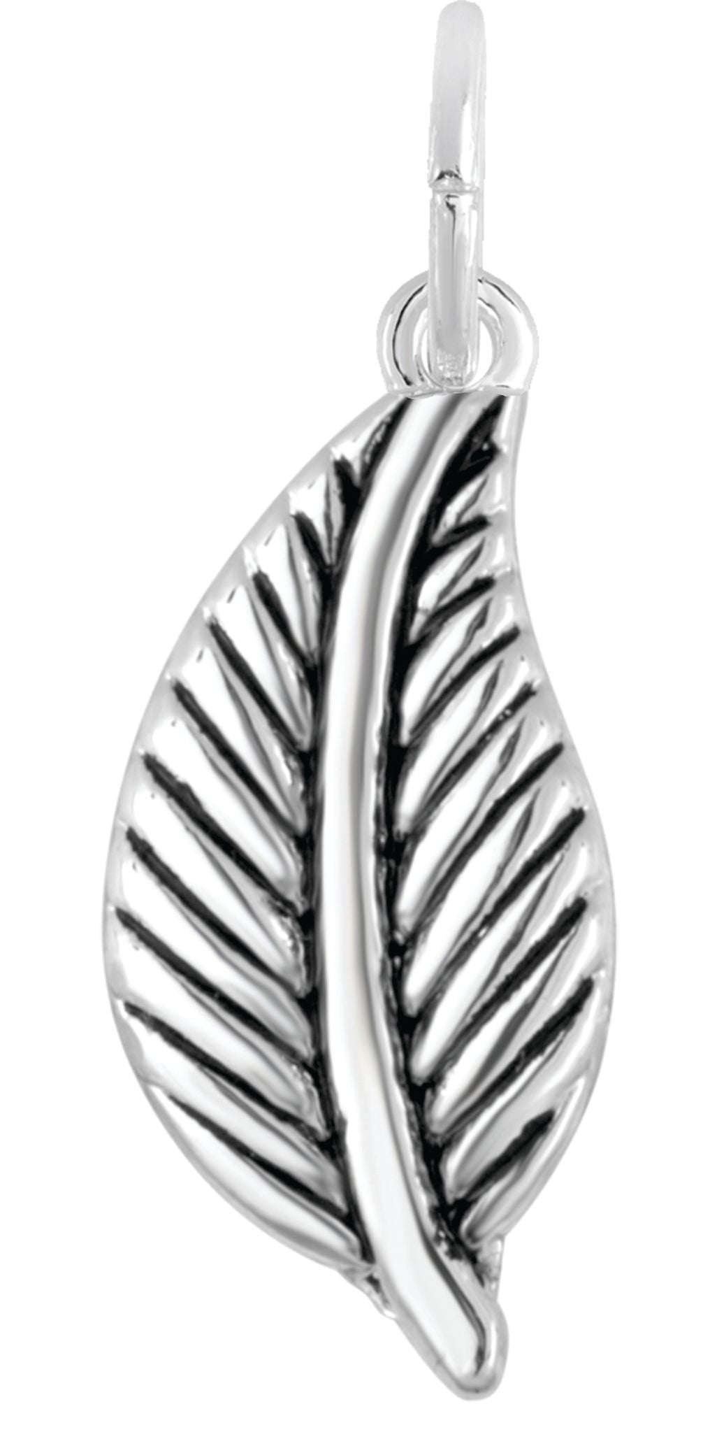 A silver leaf-shaped charm for jewelry making.