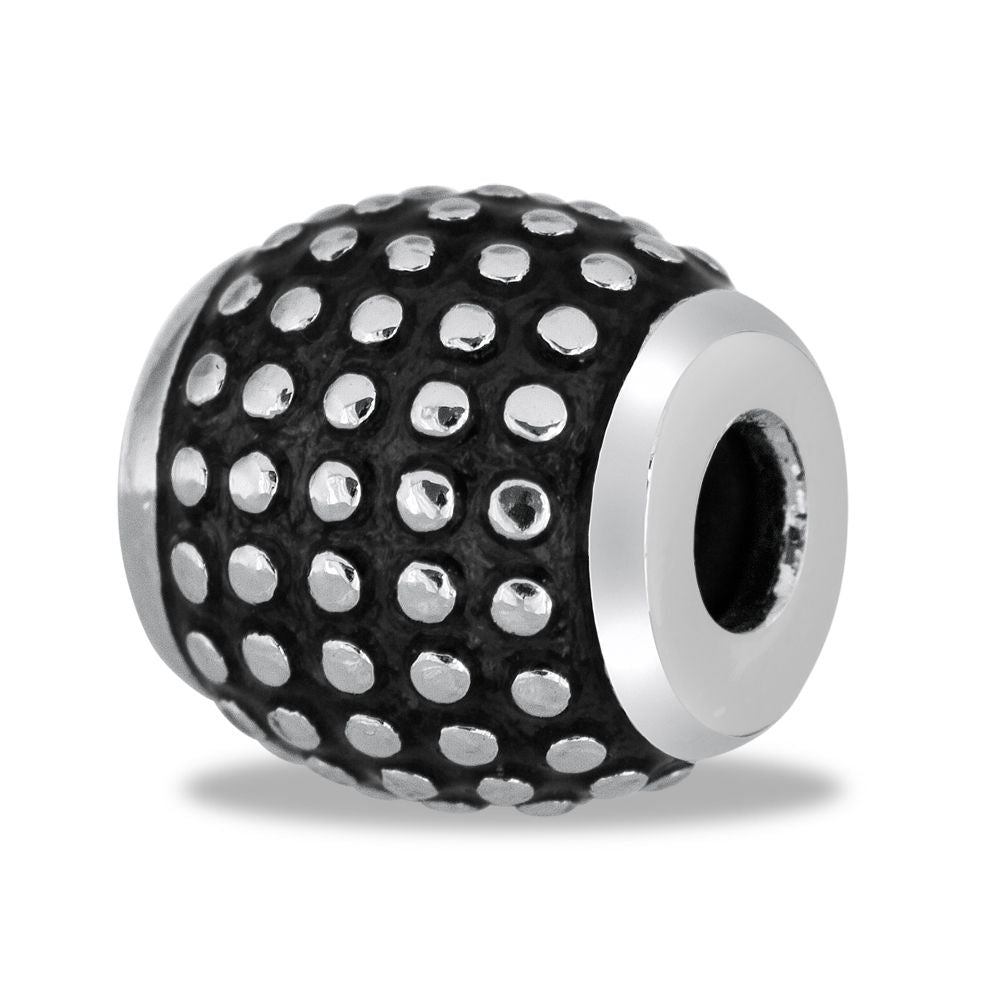 A black and silver spotted spacer bead from Davinci Beads