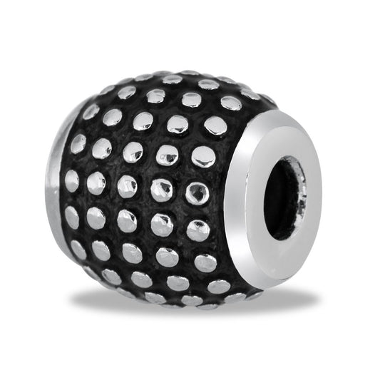 A black and silver spotted spacer bead from Davinci Beads