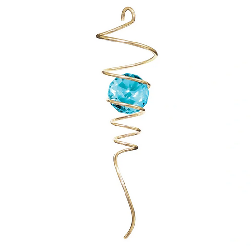 Wind Spinner Crystal Spiral Tail- Gold/Aqua