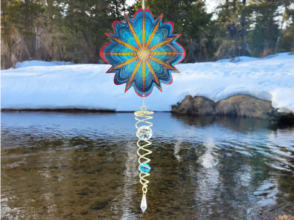 wind spinner set outside