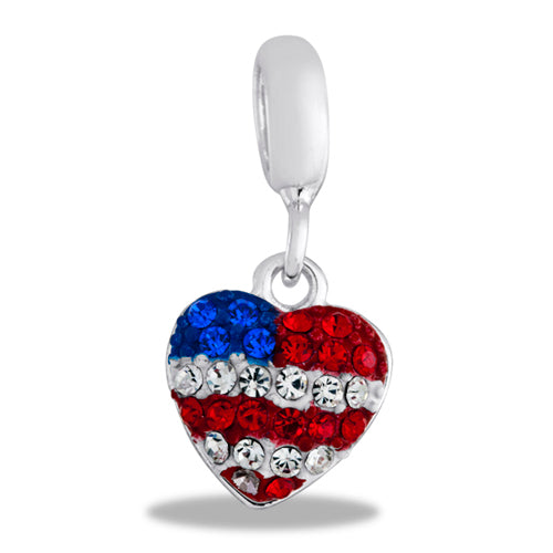 flag heart charm