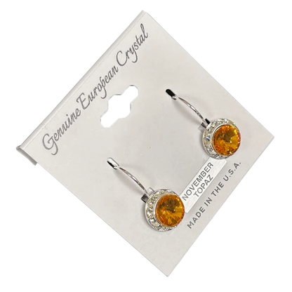 Genuine European Crystal Birthstone Earrings