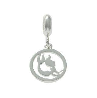 Silver pendant with a zodiac sign design on a white background