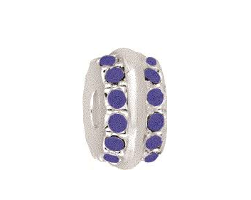 Silver bead with purple gemstone details