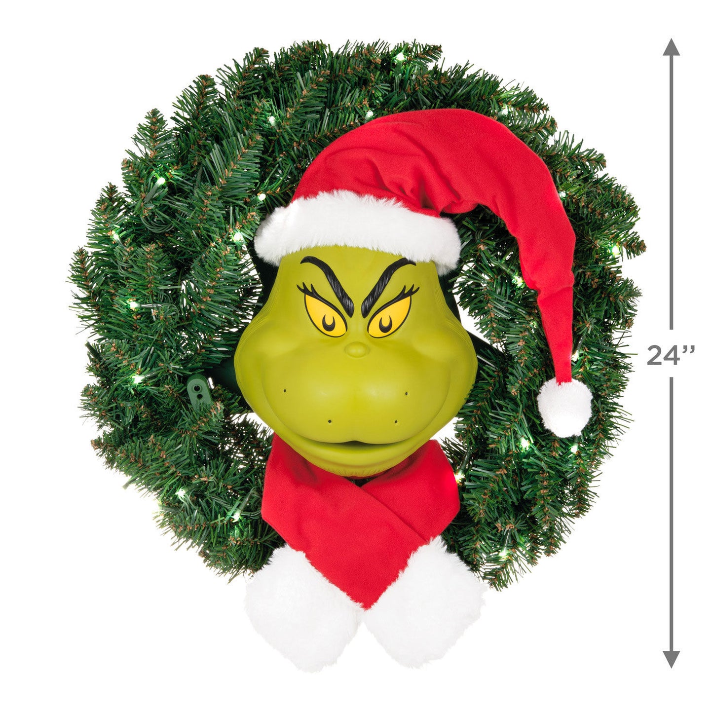 Dr. Seuss's How the Grinch Stole Christmas!™ The Grinch Wreath With Light, Sound and Motion, 24”