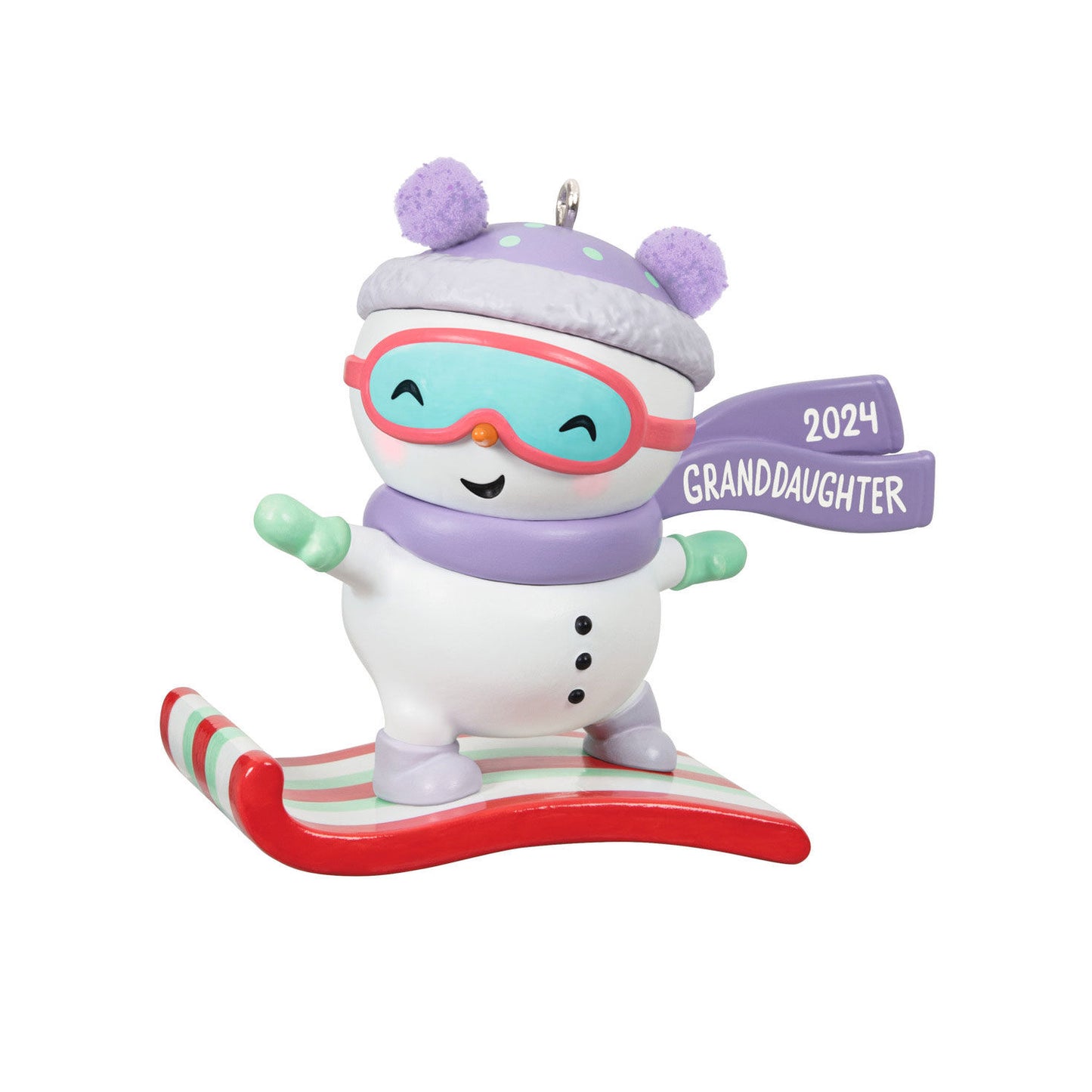 Granddaughter Snowboarding Snowman 2024 Ornament