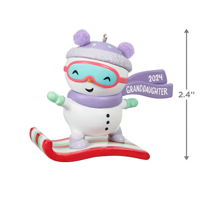 Granddaughter Snowboarding Snowman 2024 Ornament