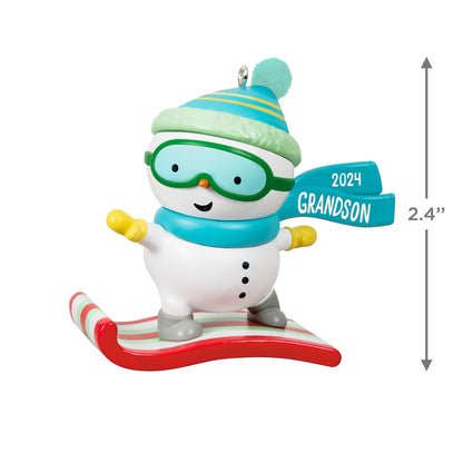 Grandson Snowboarding Snowman 2024 Ornament