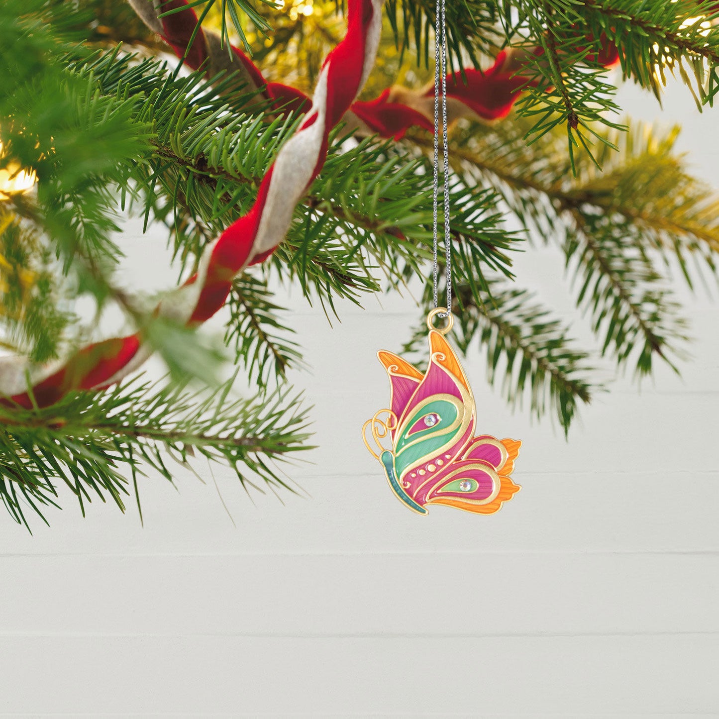 Mini Petite Paisley Butterfly Metal Ornament, 1.3”