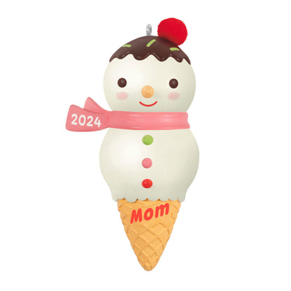 Mom Snowman Ice Cream Cone 2024 Ornament