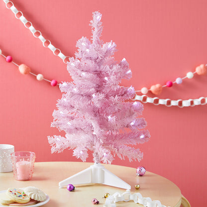 Miniature Pastel Pink Pre-Lit Christmas Tree, 18.75"