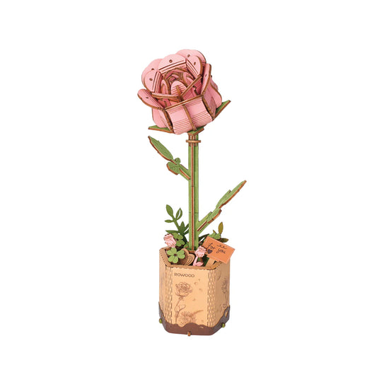 Wooden pink rose puzzle