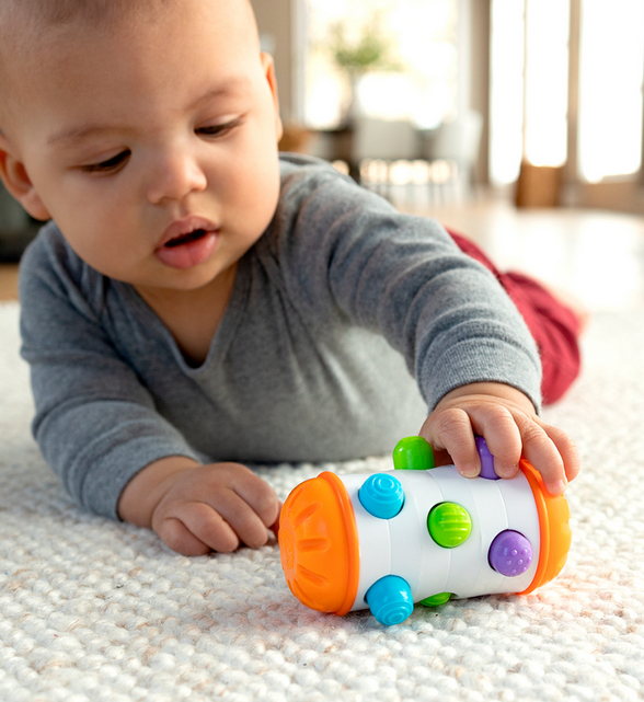 Baby playing with Rolio