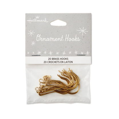 Brass Ornament Hooks, Set of 20