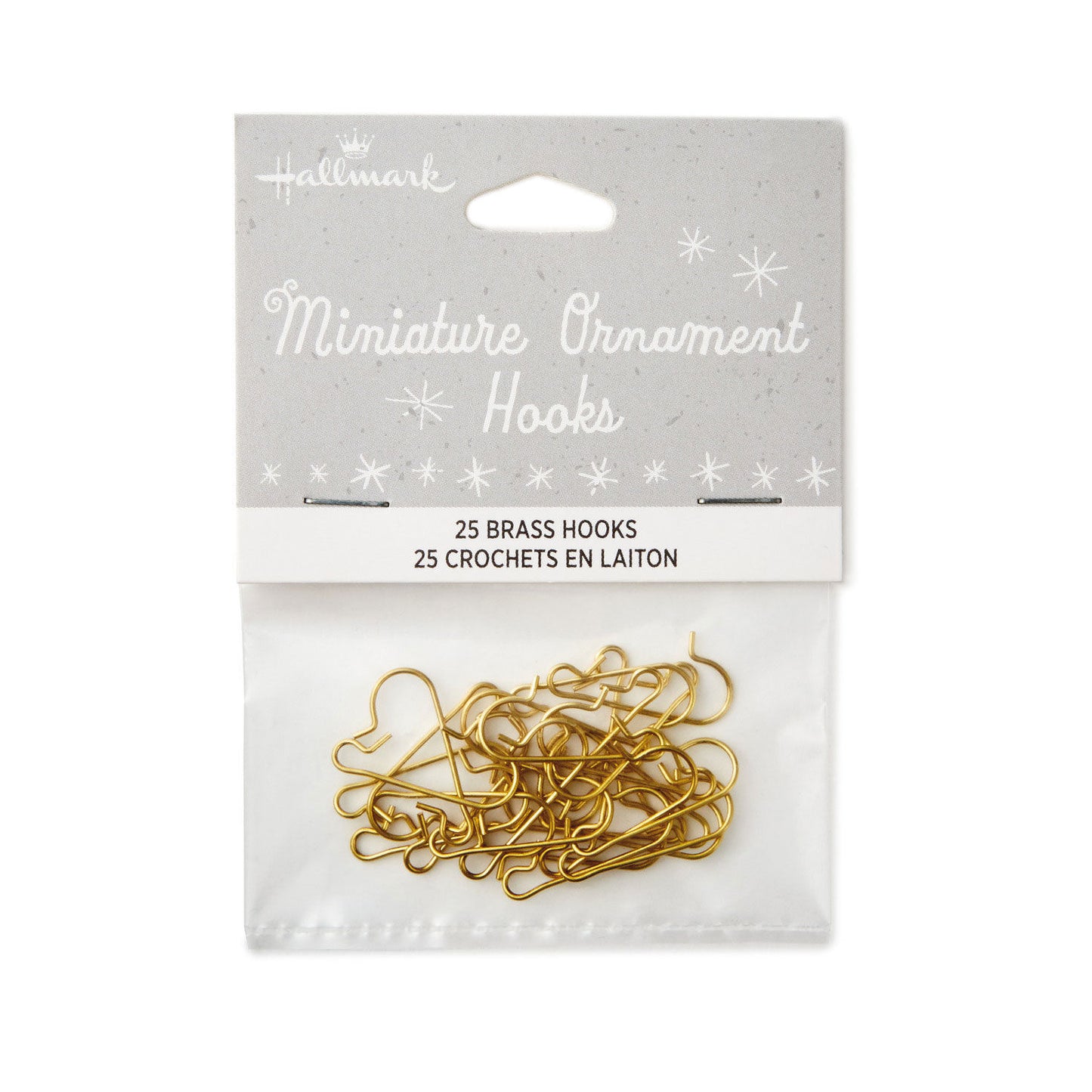 Mini Brass Ornament Hooks, Set of 25