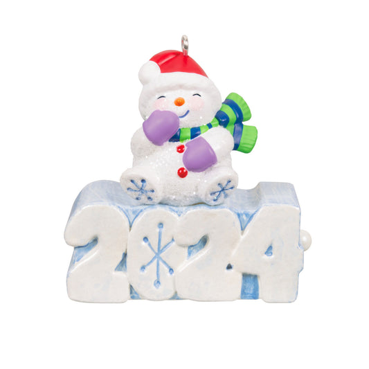 Mini A Snowy 2024 Ornament With Light, 1.3"