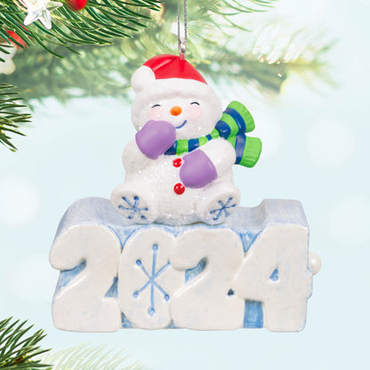 Mini A Snowy 2024 Ornament With Light, 1.3"