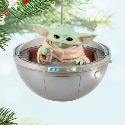 Star Wars: The Mandalorian™ Grogu™ in Hovering Pram Ornament With Light, Sound and Motion