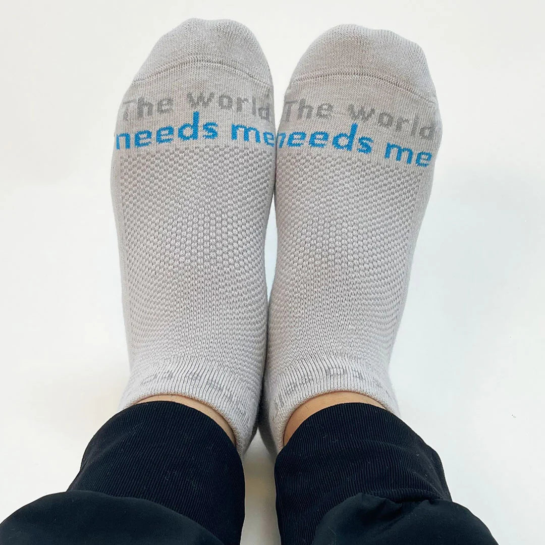 The World Needs Me - Being Me - Blue and Gray Socks