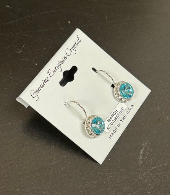 Sterling Silver Huggie Birthstone Earrings, on sale European Crystal