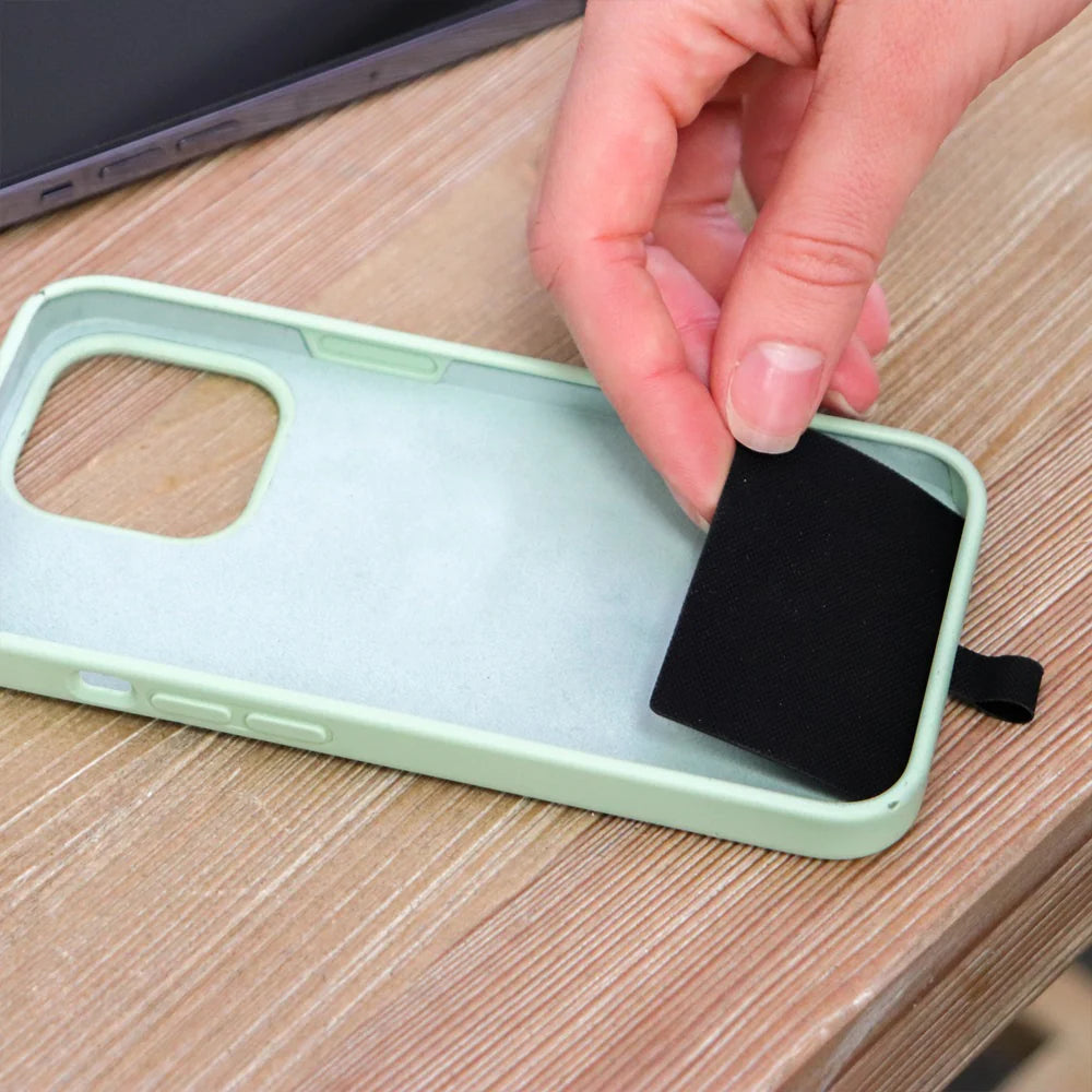 placing hanging card in phone case