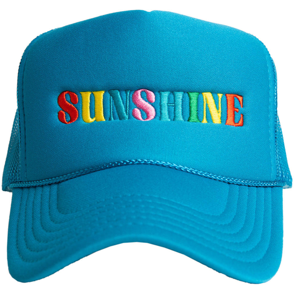 blue embroidered hat