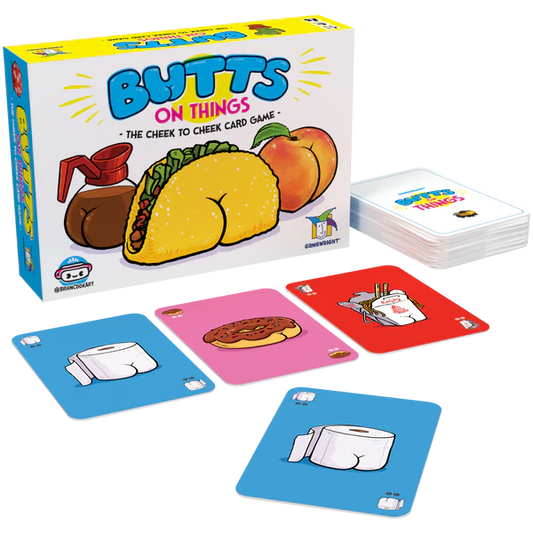 Butts on things game box and cards