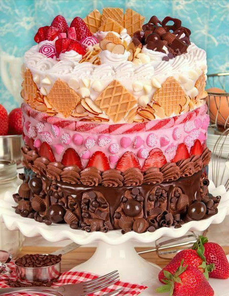 Puzzle image of layered cake