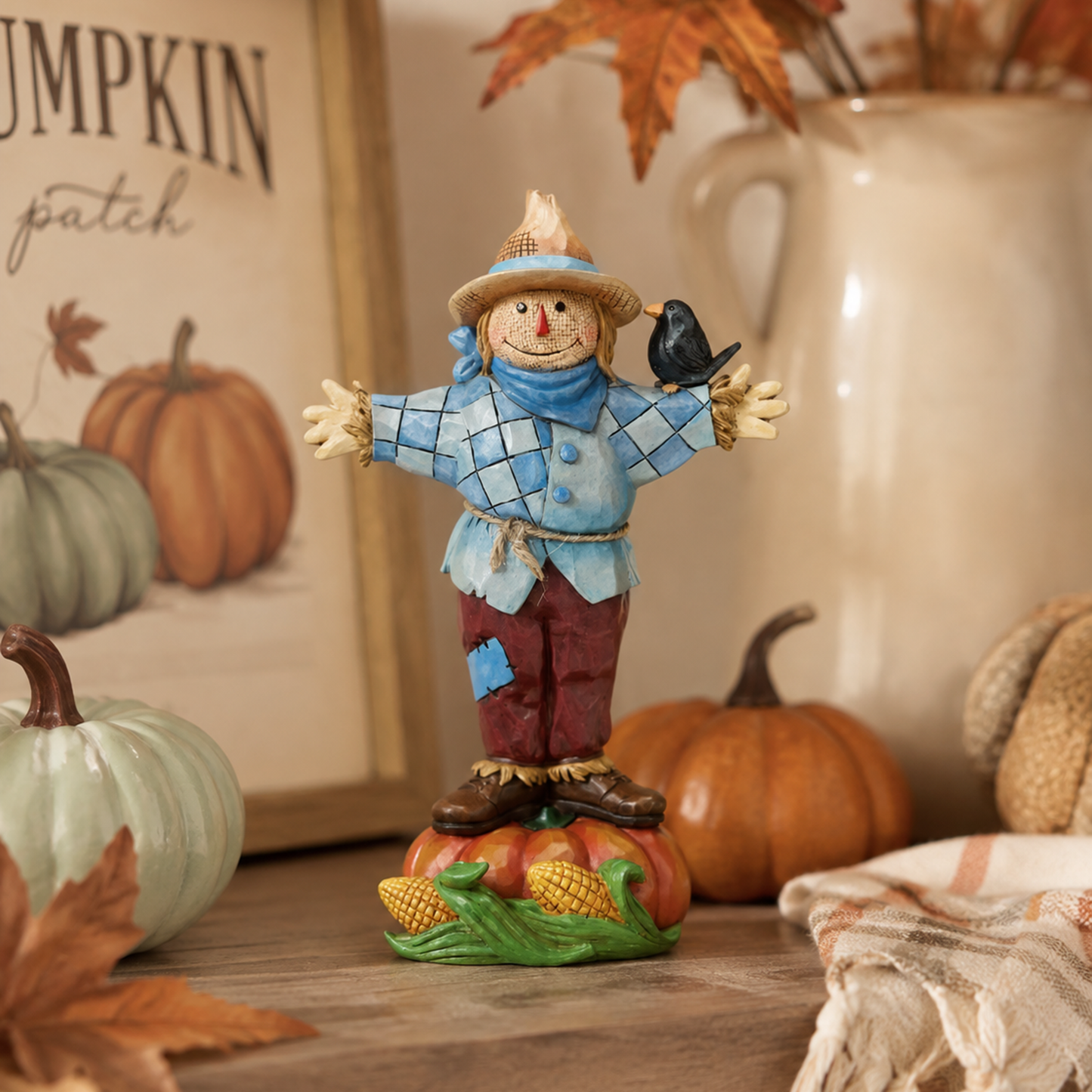 Jim Shore Scarecrow Standing on Pumpkin