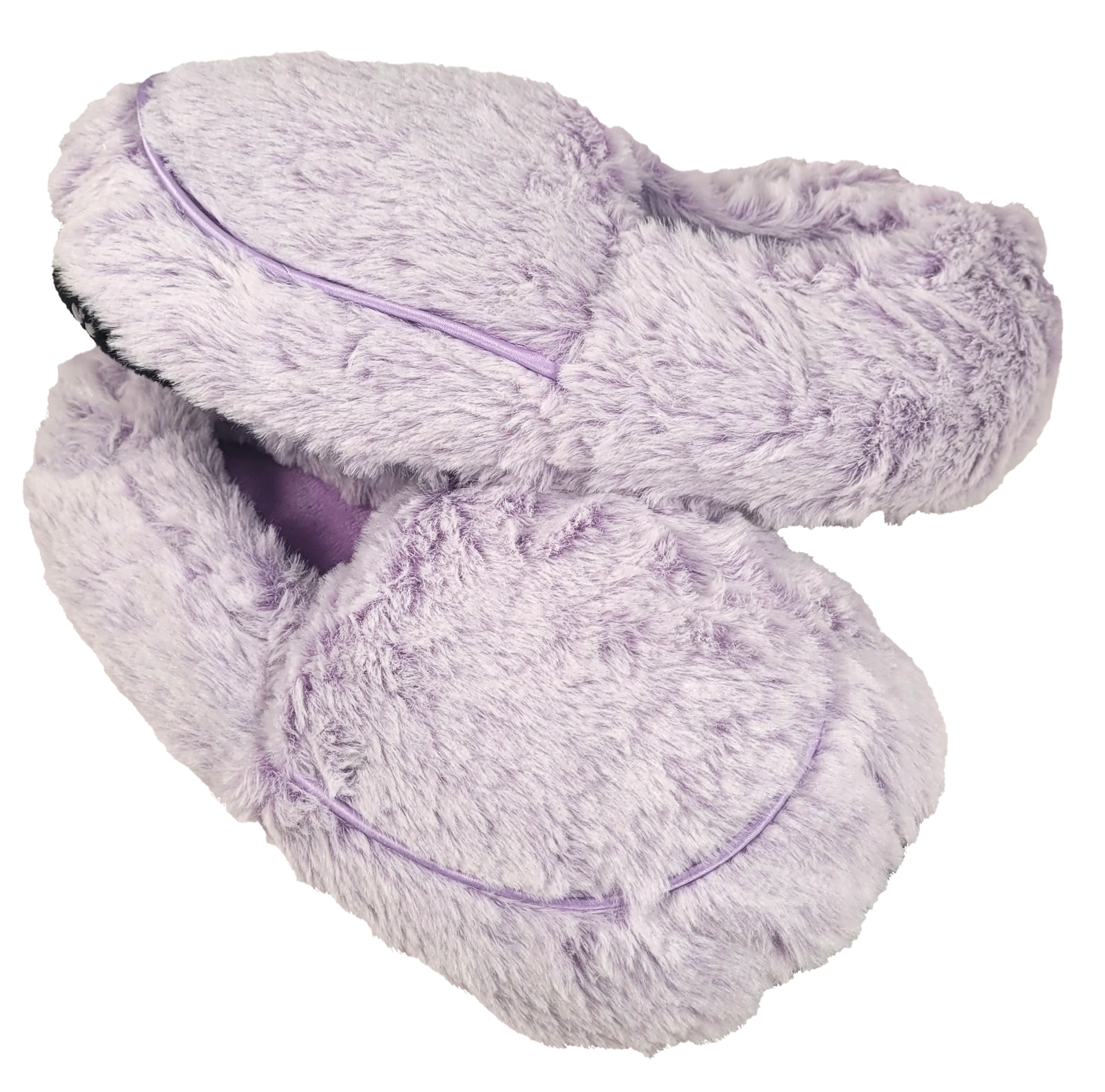 lavender slipper stacked on side