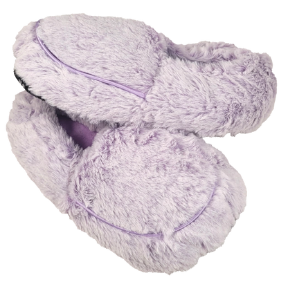 lavender slipper stacked on side
