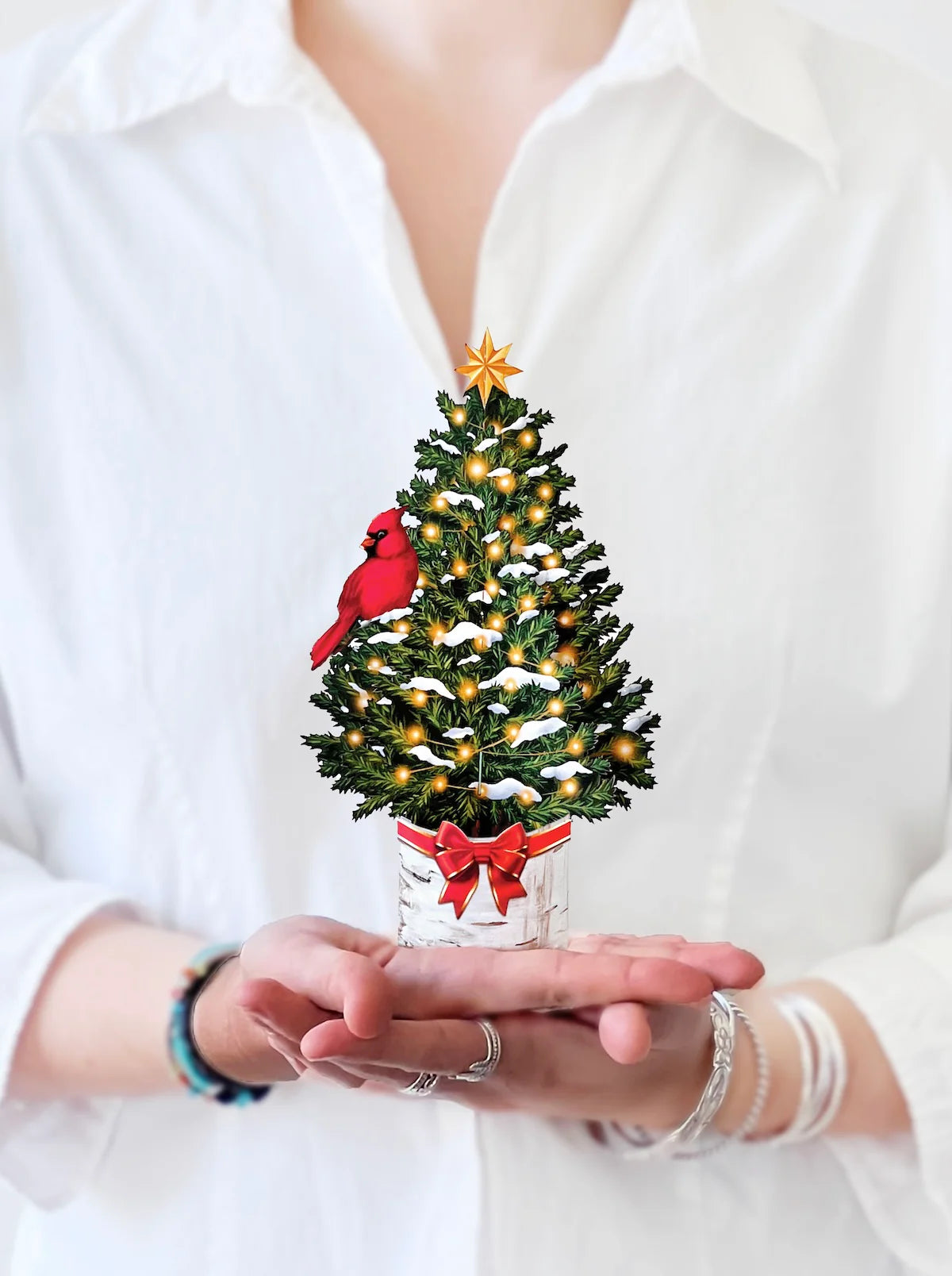 Person holding tree pop up card