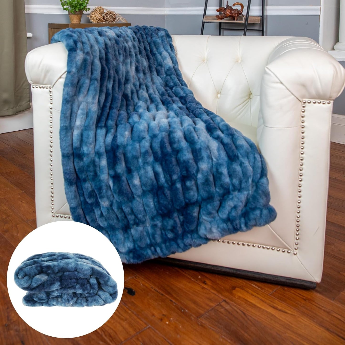 Outrageously Soft Minky Luxe Faux Fur Blanket - Blue