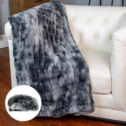 Outrageously Soft Minky Luxe Faux Fur Blanket - Gray