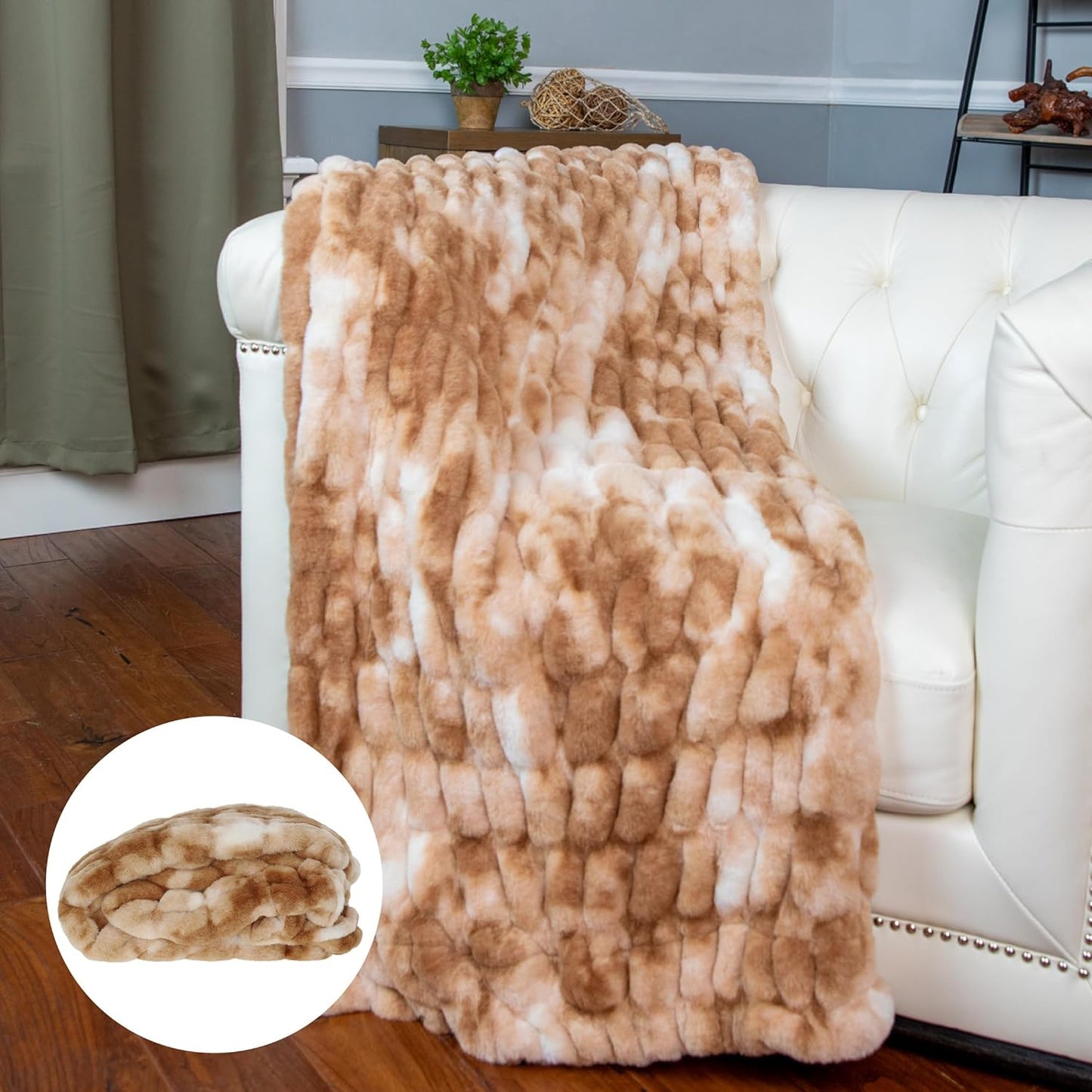 Outrageously Soft Minky Luxe Faux Fur Blanket - Tan