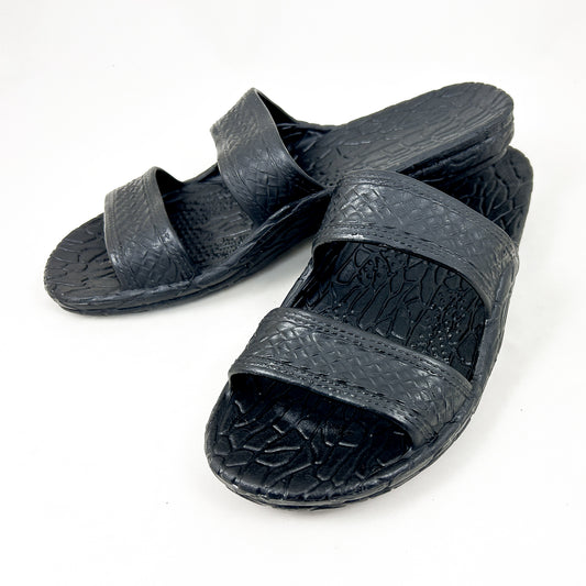 Pali Hawaiian Two Strap Black Sandals