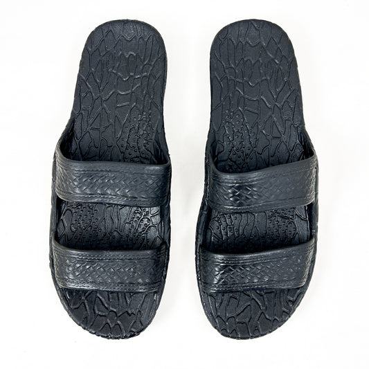Pali Hawaiian Two Strap Black Sandals