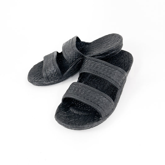 Pali Hawaiian Two Strap Black Kid's Sandals
