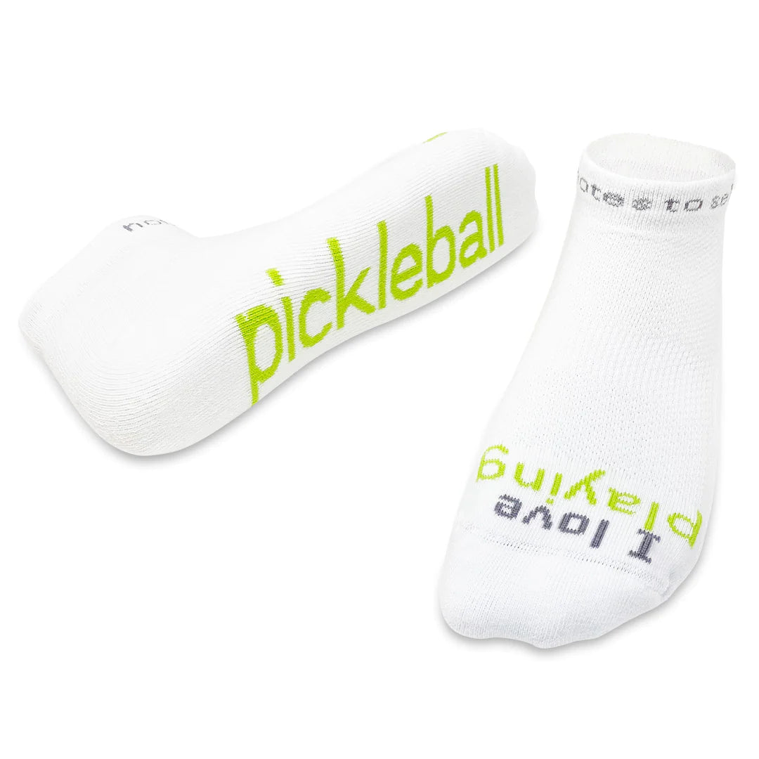 I Love Playing Pickleball Lime and White Socks