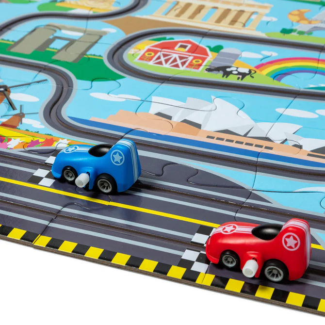 race cars on puzzle